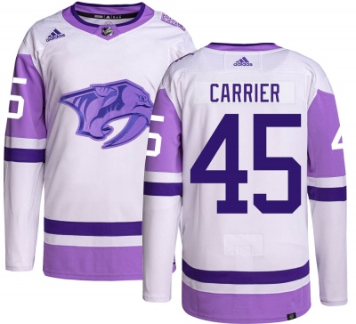 Men's Alexandre Carrier Nashville Predators Adidas Hockey Fights Cancer Jersey - Authentic