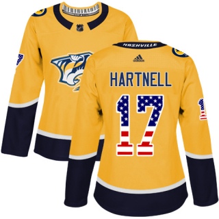 Women's Scott Hartnell Nashville Predators Adidas USA Flag Fashion Jersey - Authentic Gold