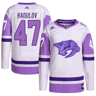 Youth Alexander Radulov Nashville Predators Adidas Hockey Fights Cancer Primegreen Jersey - Authentic White/Purple