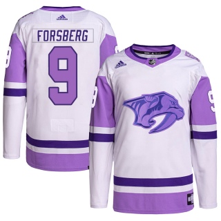Youth Filip Forsberg Nashville Predators Adidas Hockey Fights Cancer Primegreen Jersey - Authentic White/Purple