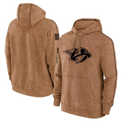 Youth Nashville Predators 2023 Salute to Service Club Pullover Hoodie - Brown