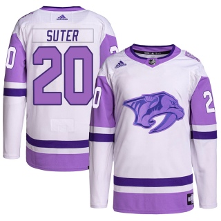 Youth Ryan Suter Nashville Predators Adidas Hockey Fights Cancer Primegreen Jersey - Authentic White/Purple