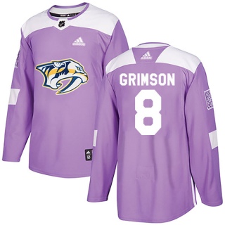 Youth Stu Grimson Nashville Predators Adidas Fights Cancer Practice Jersey - Authentic Purple
